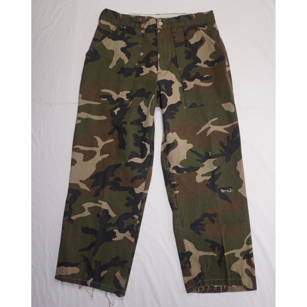 Winchester Size M Camo Cotton Fatigue Pants Frayed Hem